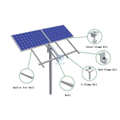solcellepanel array enkeltpolet jordmonteringsbrakett